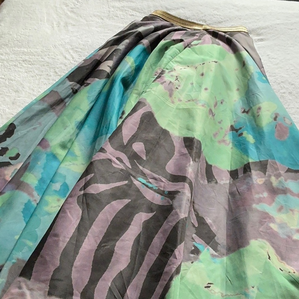 Anthropologie Green and Blue A-Line Maxi Skirt for Resort Wear